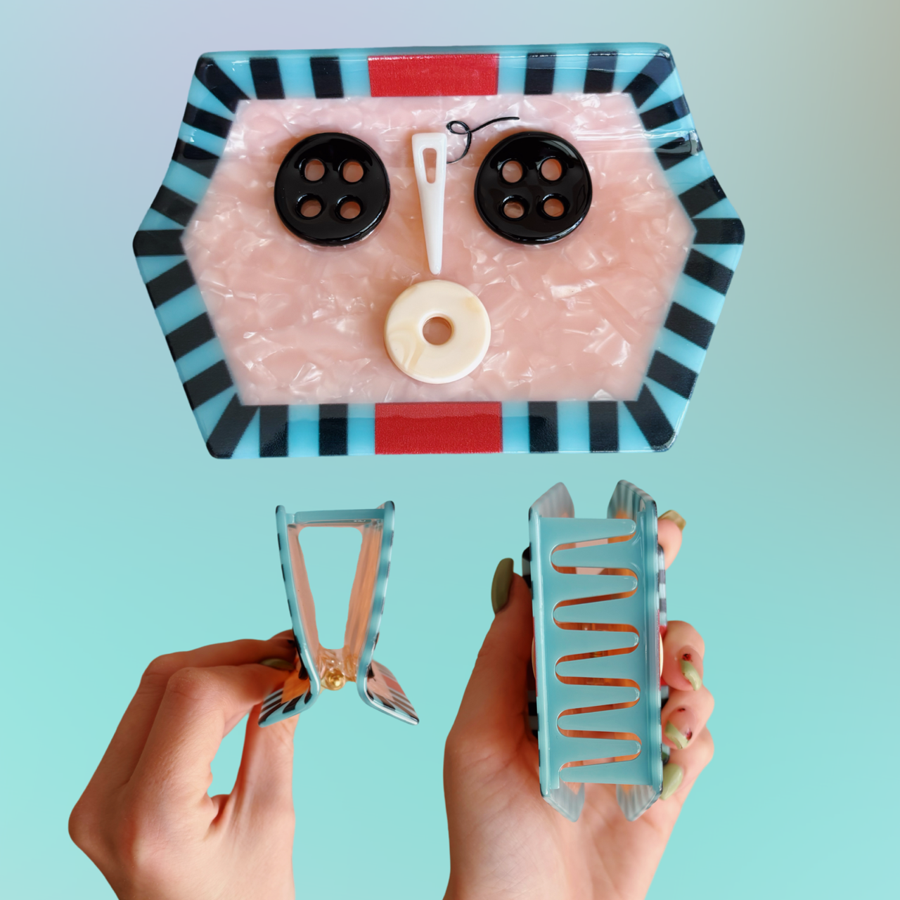 Button Box Hair Claw