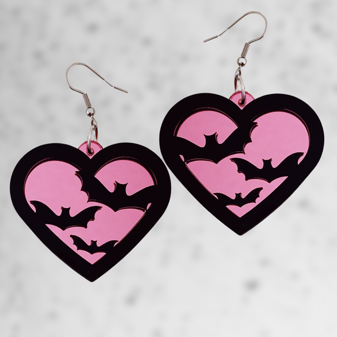Bat Heart Earrings