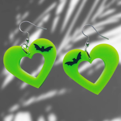 Green Bat Earrings