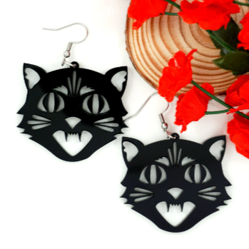Vintage Halloween Cat Earrings