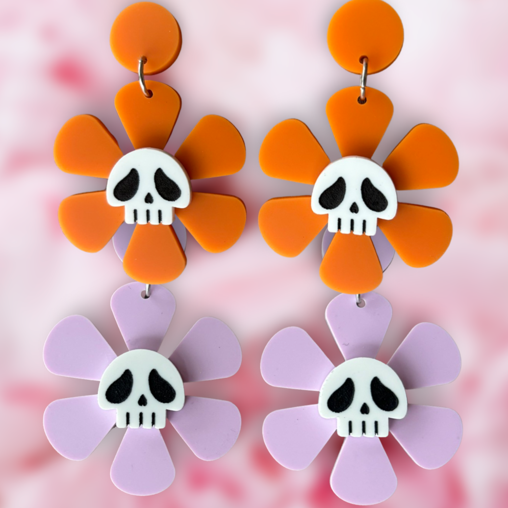 Skull Flower Earrings