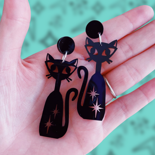 Retro Black Cat Earrings
