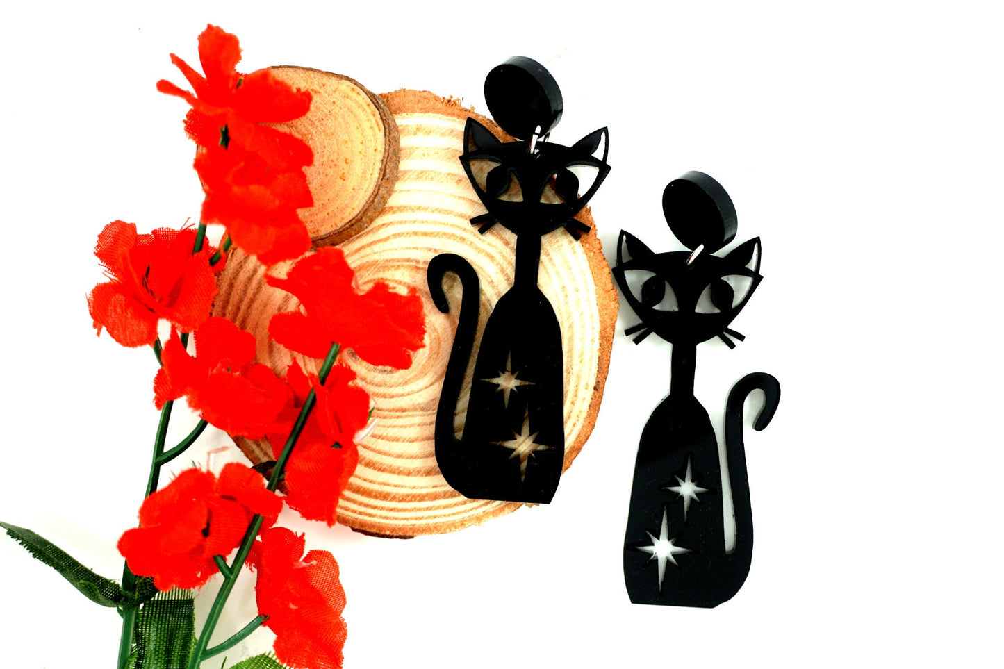 Retro Black Cat Earrings